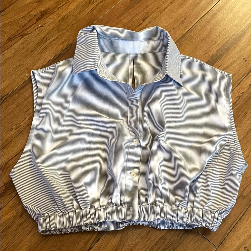 Blue Striped Women's Sleeveless Top